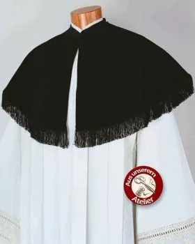 Priesterkragen schwarz Trevira/Wolle mit Fransen