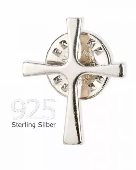 Anstecknadel Kreuz 925 Sterling Silber, mit Verschluß