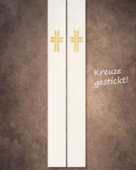 Priesterstola mit gestickter Kreuzsymbolik, weiß