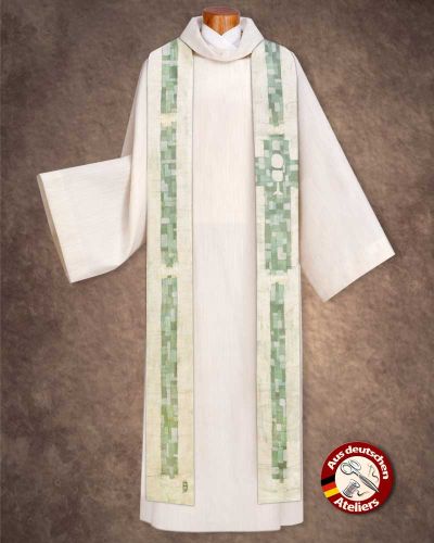 Langstola Batik grün Kelch und Hostie