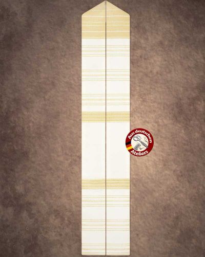 Preview: Stola Weiß/ beige Streifeneinwebe Japangold 150 cm lang