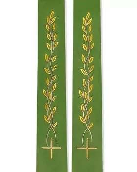 Priesterstola grün 140 cm Lebensbaum gold gestickt