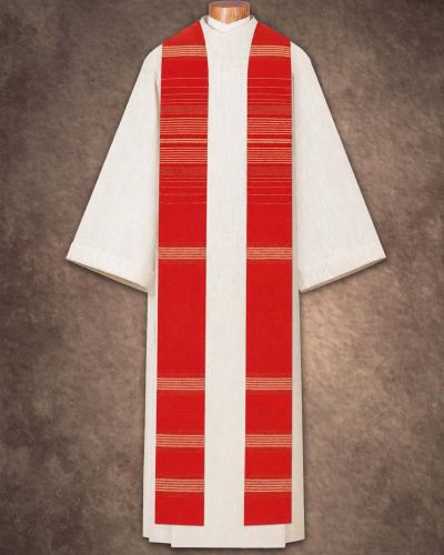 Priesterstola rot 150 cm Goldfädeneinwebe Wolle/ PE
