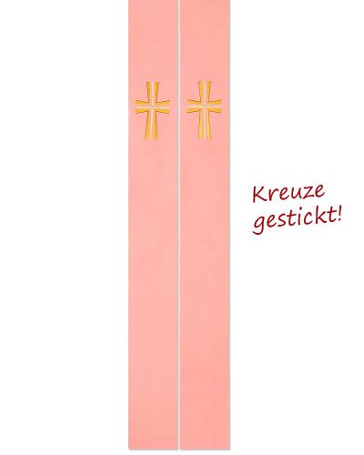 Priesterstola mit gestickter Kreuzsymbolik, rosa