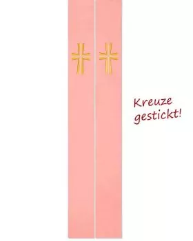 Priesterstola mit gestickter Kreuzsymbolik, rosa