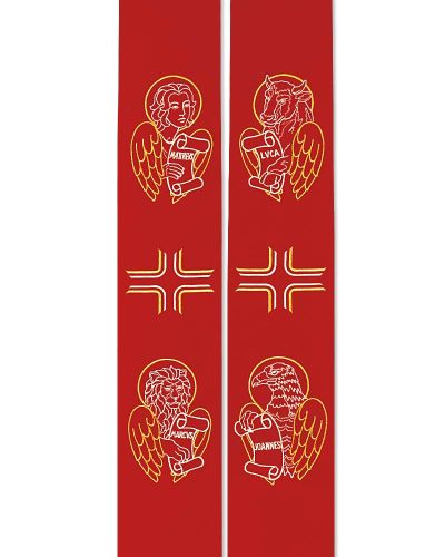 Stola rot 160cm gefüttert Stickerei 4 Evangelisten