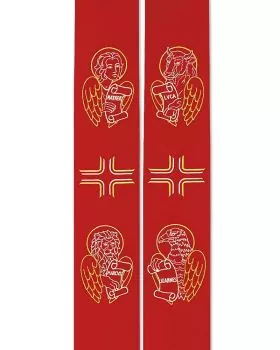 Stola rot 160cm gefüttert Stickerei 4 Evangelisten