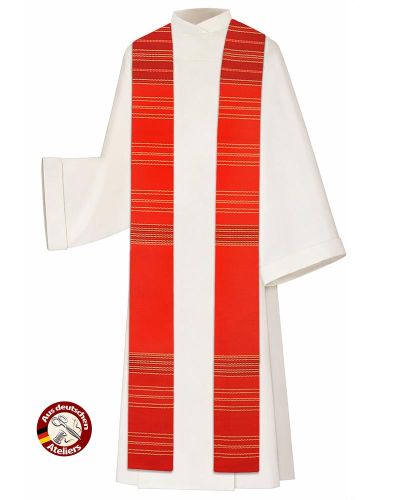 Stola Rot Streifeneinwebe mit Japangold 150 cm lang