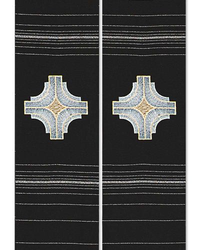 Priesterstola Facon 140 cm schwarz Kreuzdekor gestickt