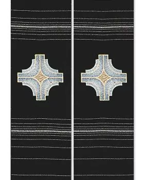 Priesterstola Facon 140 cm schwarz Kreuzdekor gestickt