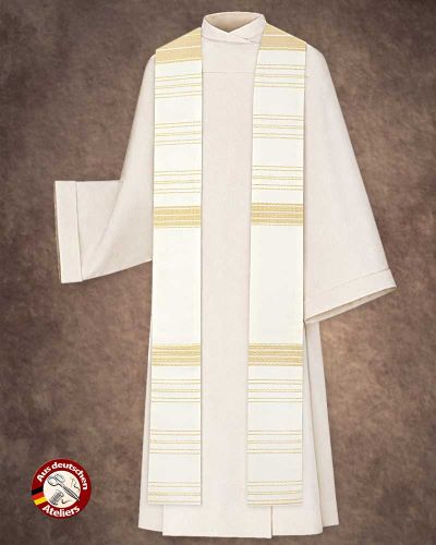 Stola Weiß/ beige Streifeneinwebe Japangold 150 cm lang