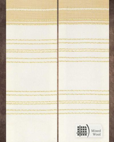 Preview: Stola Weiß/ beige Streifeneinwebe Japangold 150 cm lang