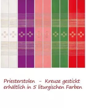 Priesterstola weiß mit Kreuzsymbol 140 cm lang