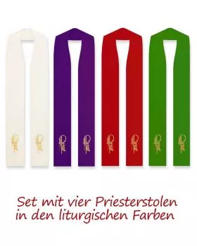 4 Priesterstolen mit Trauben und Ähren 130 cm