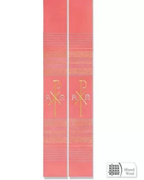 Stola Pax und A+O gestickt rosa mit Streifeneinwebe