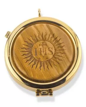 Versehpatene 6 cm Ø mit Olivenholzrelief IHS