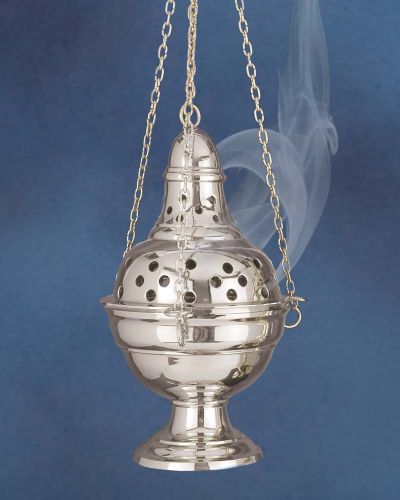 Rauchfass klassisch 23 cm Messing vernickelt