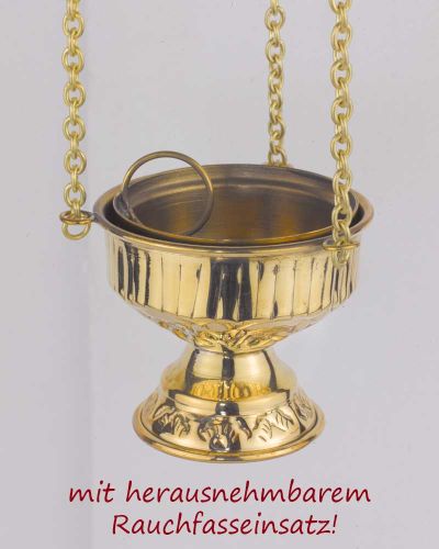 Preview: Rauchfass mit Einsatz 17 cm hoch, Ø 7,5 cmmit 55 cm Kette