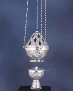 Rauchfass 17 cm versilbert mit Weihrauchschiffchen