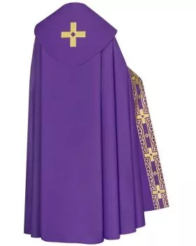 Nikolaus - Rauchmantel violett mit schlichtem Kreuzdekor