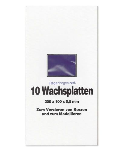 10 Wachsplatten 20 x 10 cm Regenbogenfarben sortiert
