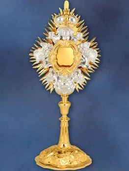 Reliquiar barock 31 cm vergoldet & zierversilbert