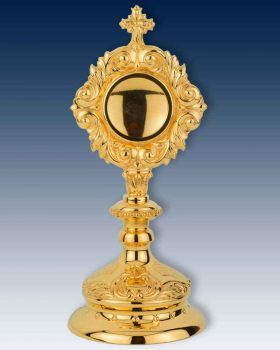 Reliquiar vergoldet 21 cm mit barocker Ornamentik