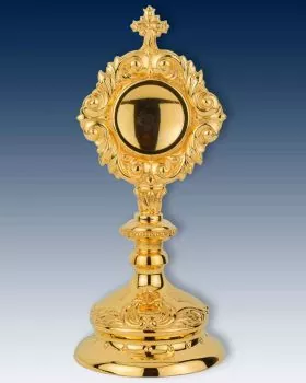 Reliquiar vergoldet 21 x 9 cm mit barocker Ornamentik