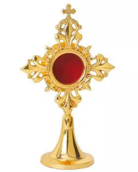 Reliquiar Messing vergoldet 16 cm Kreuz Ornament