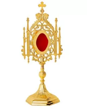 Reliquiar 35 cm vergoldet gotische Ornamentik