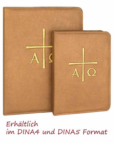 Verkündigungsmappe A5 bronze A + O goldgestickt