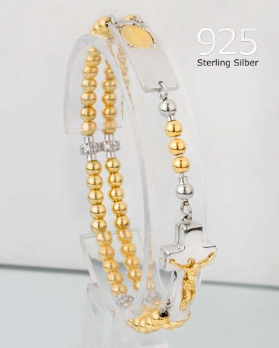 Preview: Rosalet Armband Sterling Silber mit vergoldeten Perlen