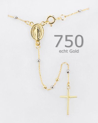 Rosenkranz Kette Gold 750, Perlen 1,5 mm Ø, 18ct.