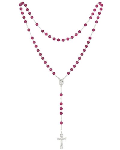 Preview: Rosenkranz Fuchsia 4 mm Ø Perlen im Geschenketui