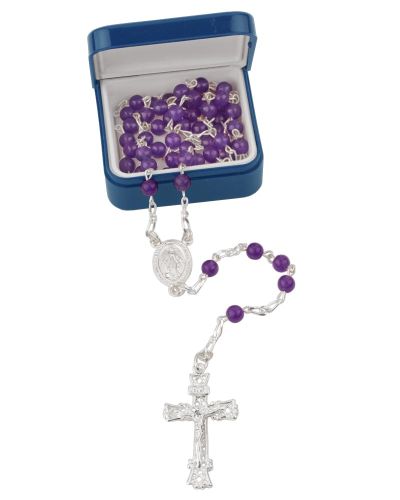 Rosenkranz Amethystperlen 4 mm Ø im Geschenketui
