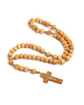 Holzrosenkranz geknüpft Perlen natur, 8 mm Ø - Kirchenbedarf
