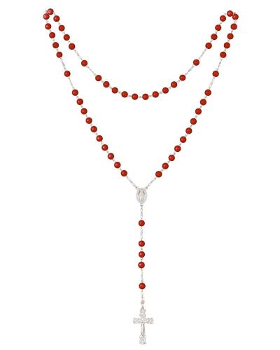 Rosenkranz 6 mm Ø Perlen Koralle im Geschenketui
