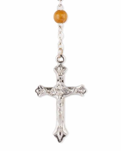 Rosenkranz echt Olivenholz Perlen 4mm Ø Kreuz 3,5 cm