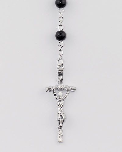Rosenkranz schwarze Glasperlen 5 mm Ø