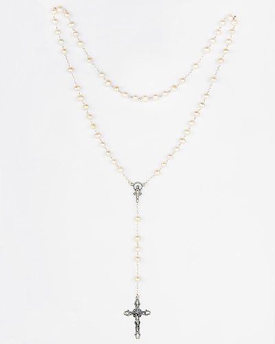 Rosenkranz Perlen 6 mm Ø Sterling Silber gekettelt