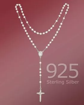 Rosenkranz Silber gekettelt Perlmutt Perlen 5 mm Ø