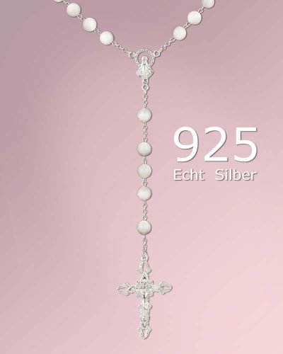 Rosenkranz Perlmutt 6 mm Sterling Silber, 42 cm lang