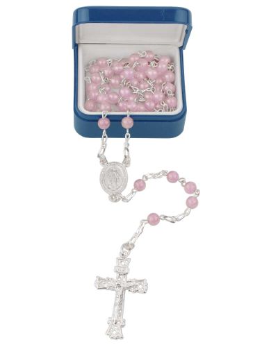 Rosenkranz Rosenquarzperlen 4 mm Ø im Geschenketui