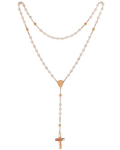 Preview: Rosenkranz  rose gold mit Rosenquarz 48 cm lang