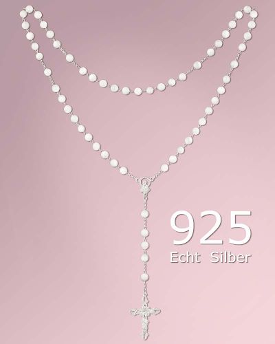 Rosenkranz Perlmutt 6 mm Sterling Silber, 42 cm lang