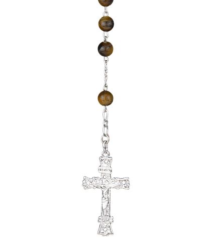 Preview: Rosenkranz Tigerauge 6 mm Ø Perlen im Geschenketu