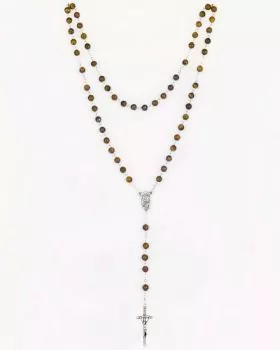 Rosenkranz Achat Perlen 8 mm Ø, versilbert gekettelt