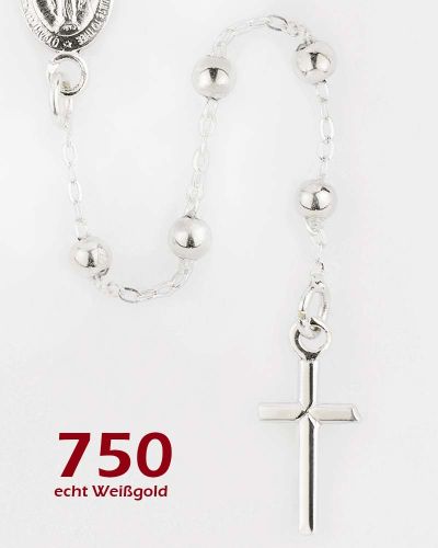 Schmuckrosenkranz 18 ct. Weißgold 750, Perle 3 mm Ø