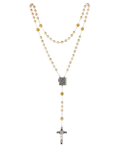 Preview: Rosenkranz St. Benedigt Bohemia Perlen 8 mm  Ø mit Buch