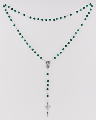 Rosenkranz Perlen Malachit 5 mm Ø, Gesamtlänge 50 cm